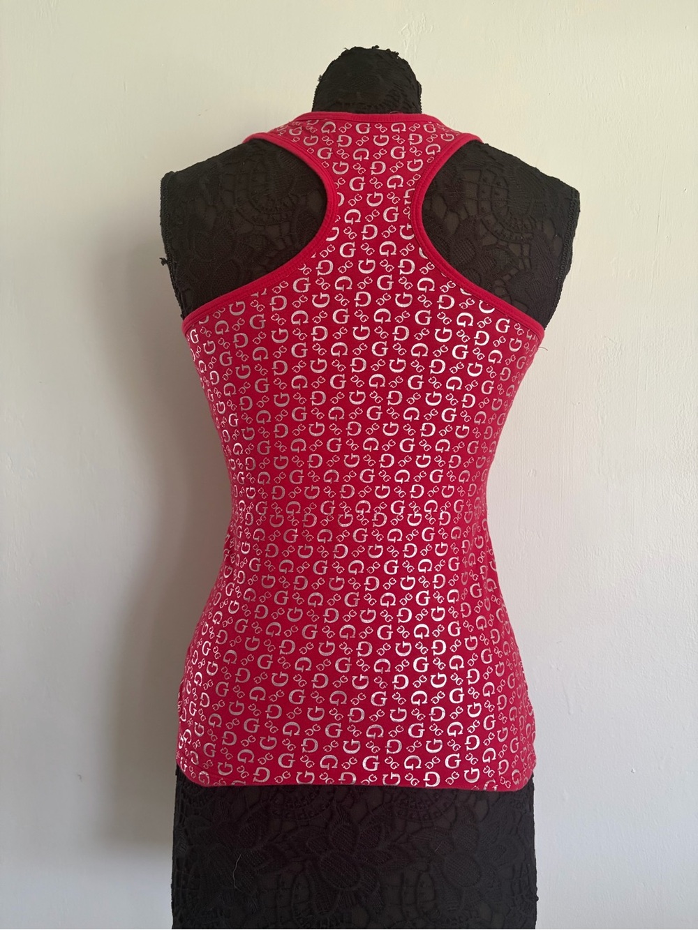 Guess Red Logo-Print Racerback Tank - Picture 2 of 4